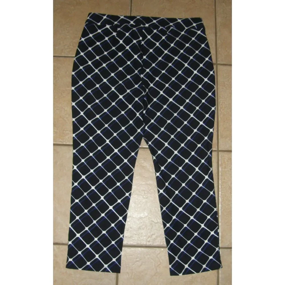 CHICO'S TRAVELERS Geometric Print Sz 14 Petite Pull On Stretchy Ankle Pants NEW